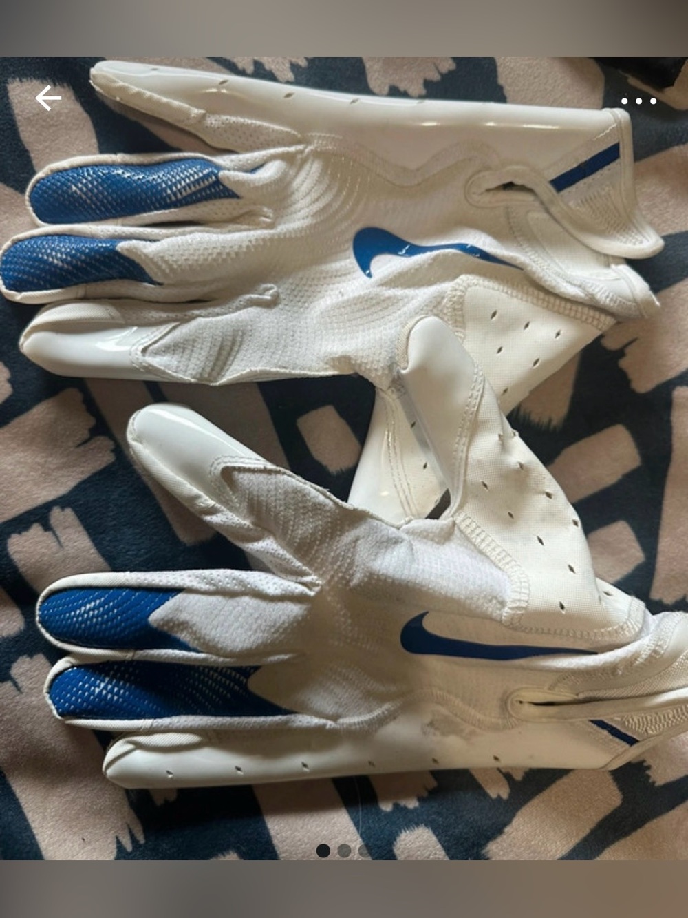 Nike White and Blue Men's Football Gloves